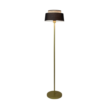 Lampadaire en rotin tressé et métal noir H.191cm Wild