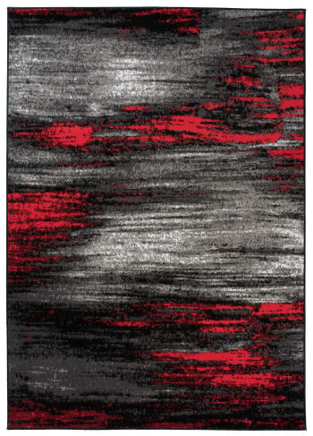 Alfombra de salón gris negro rojo círculos 160 x 230 cm MAYA