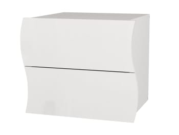 Edoardo - Table de chevet effet bois blanc brillant cm 50x40h41
