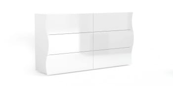 Tyler - Cassettiera effetto legno bianco lucido 155x40h82 cm