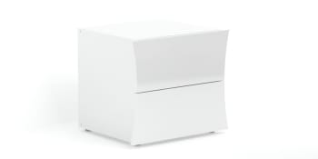 Pietro - Table de chevet avec 2 tiroirs en effet bois blanc brillant