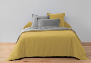 Bicolore - Parure housse de couette coton jaune 240x260 cm
