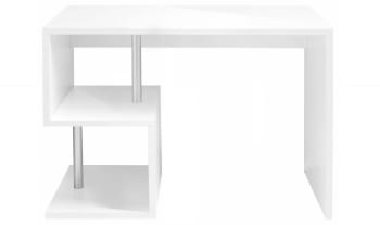 Massimo - Bureau en forme de S effet bois blanc brillant 100x50h78 cm