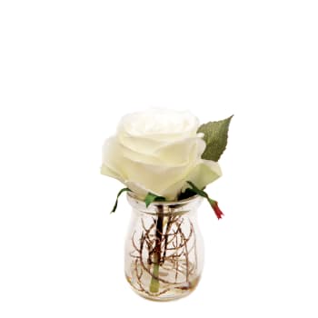 Beauty - Rose en illusion d'eau artificielle blanche H10
