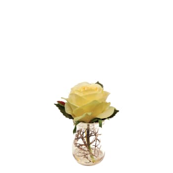Beauty - Rose en illusion d'eau artificielle jaune H10