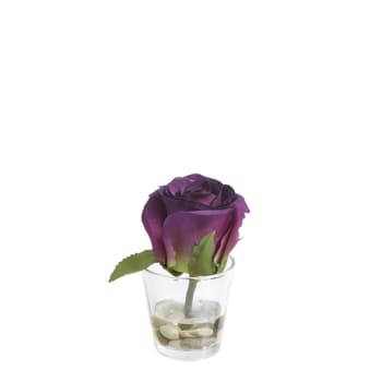 Stones - Rose en illusion d'eau artificielle violette H12