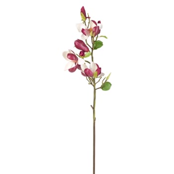 Tige de magnolia en bourgeons artificielle rose et blanche H80