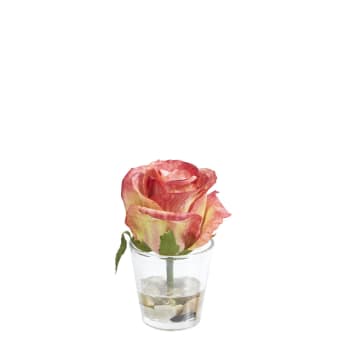 Stones - Rose en illusion d'eau artificielle rose H12