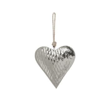 Noël - Colgante decorativo corazón de metal plateado h15