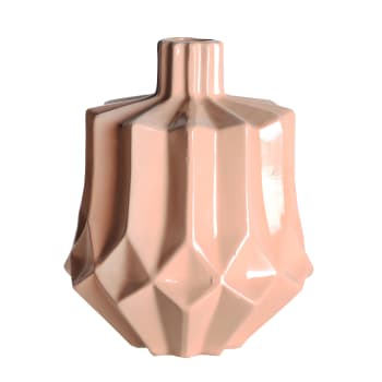 AYAKA - Vase en Céramique Rose Pâle, 19x19x23 cm