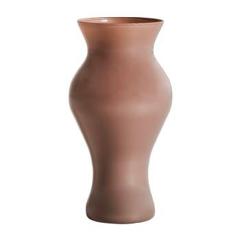 KERR - Vase en Verre Taupe, 13x13x26 cm