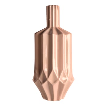 AYAKA - Vase en Céramique Rose Pâle, 17x17x38 cm
