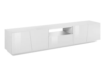 Paul - Armoire avec 4 portes effet bois blanc brillant 220x43h46 cm