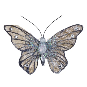 Papillon - Suspension décorative papillon noir et doré L13