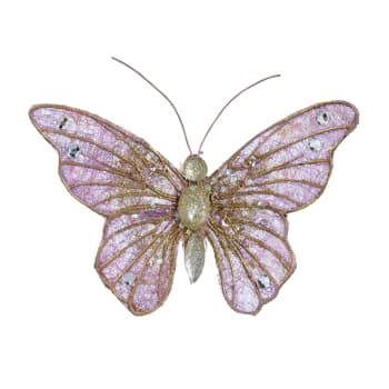 Papillon - Suspension décorative papillon mauve et doré L13