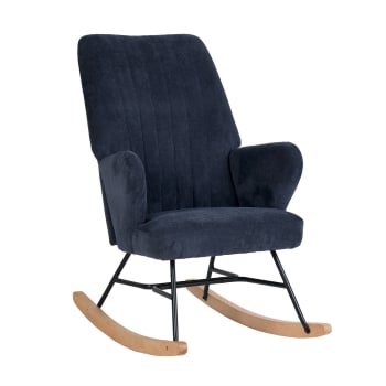 Chaise à bascule Scandinave tissu gris pieds en bois