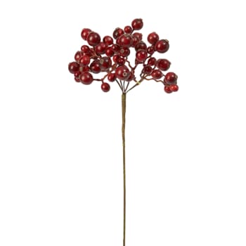 Branche de baies artificielle rouge H33