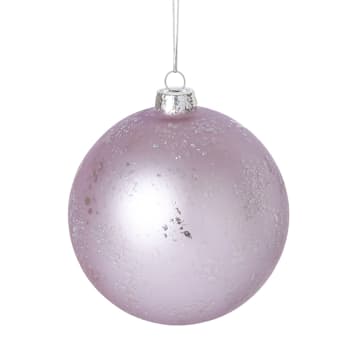 Noël - Boule de noël pailletée et mat en verre rose pâle D10