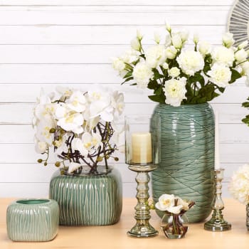 Reed - Vase décoratif en céramique vert pâle H44