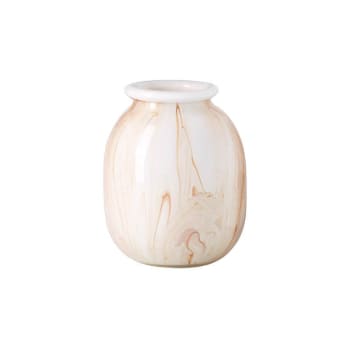 Tosca - Vase décoratif en verre soufflé beige poudre H21