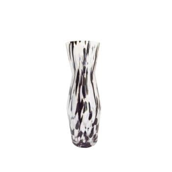 Yeti - Jarrón decorativo de vidrio soplado blanco y negro h50
