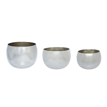 Sugar - Set de 3 cache-pots décoratifs argentés H21