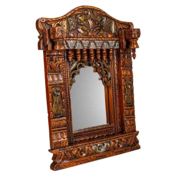 Espejo de madera acabado artesanal Marrón 46x60x10h cm