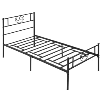 Marco de cama individual color negro 95 x 196 x 100 cm