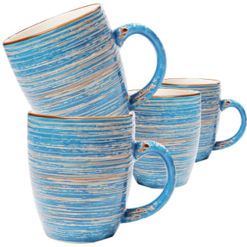 Swirl blue - Mug en grès bleu - Lot de 4
