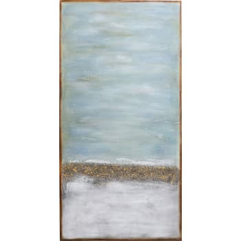 Abstract horizon - Abstraktes Leinwandbild, handgemalt, blau, 100x200cm
