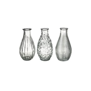 Set de 3 vases en verre - 6.8x6.8x14cm
