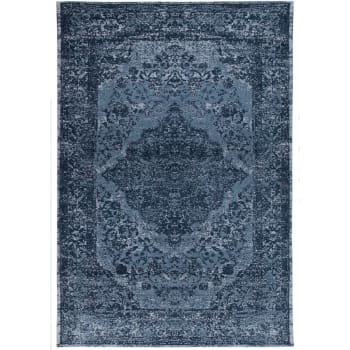 ARGELLA - Tapis de salon en coton bleu 140x200 cm