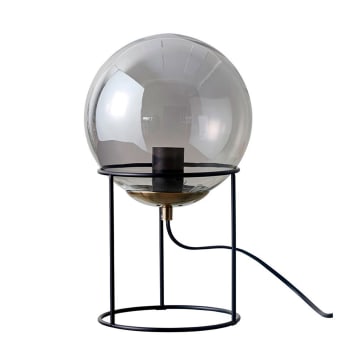 Moon - Lampe de Table en verre fumé et métal noir mat