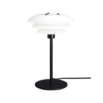 Dl20 - Lampe de Table en verre opal et métal noir