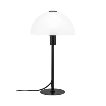 Jazz - Lampe de Table en verre opale et métal noir