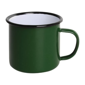 Lot de 6 mugs en acier émaillé vert et noir 350 ml