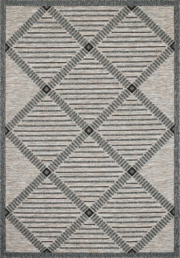 ACAPULCO - Tapis intérieur et extérieur motif losange anthracite 160x230