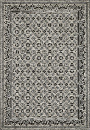 ACAPULCO - Tapis intérieur et extérieur motif ottoman anthracite et gris 120x160