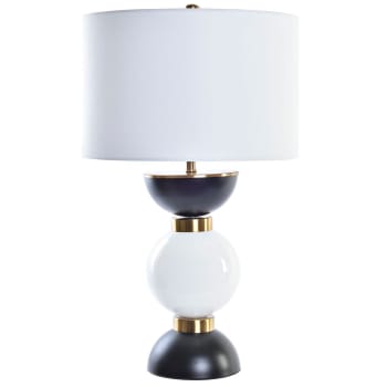 Lampe design métal noir, blanc et doré - 41x41x73cm