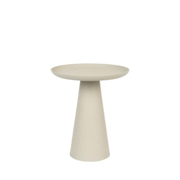 Ringar - Table d'appoint ronde en aluminium D39,5cm blanc ivoire