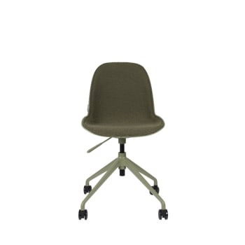 Albert kuip - Chaise de bureau en tissu bouclette pivotante à roulettes vert