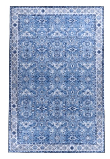 CECILIA - Tapis classique imprimé en polyester - Bleu 90x160 cm