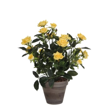 Rosebush - Künstlicher gelber Rosenstrauch im Blumentopf, H33