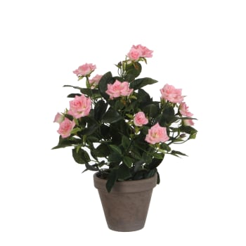 Rosebush - Rosier artificielle rose en pot H33