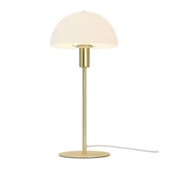 ELLEN - Lámpara de sobremesa elegante dorado y pantalla de cristal blanco