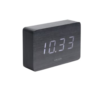 Square - Horloge réveil en bois h. 10 cm noir