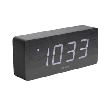 Square - Horloge réveil en bois h. 9 cm noir