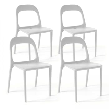 Milan - Lot de 4 chaises en plastique blanc