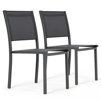 Nice - Lot de 2 chaises de jardin aluminium et textilène gris