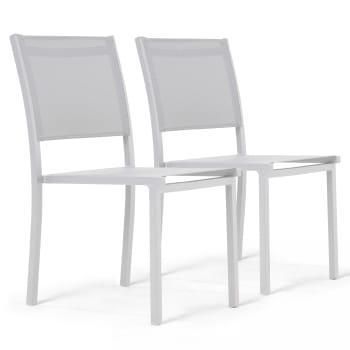 Nice - Lote de 2 sillas de jardín de aluminio y textileno blanco